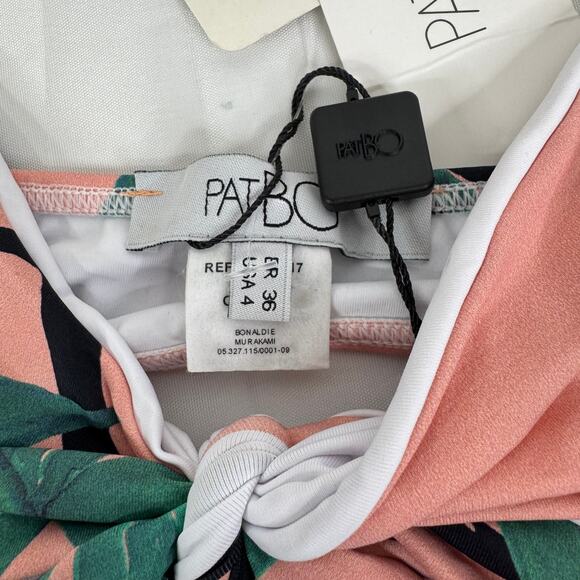 PATBO Tropical Floral Triangle Black Salmon Bikini Top Size 4 NWT - Picture 10 of 10